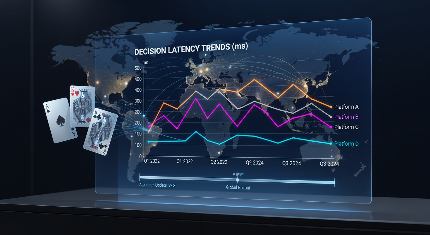 Grafik mit globalen Trends zu Entscheidungslatenzen in Kartenspiel-Algorithmen