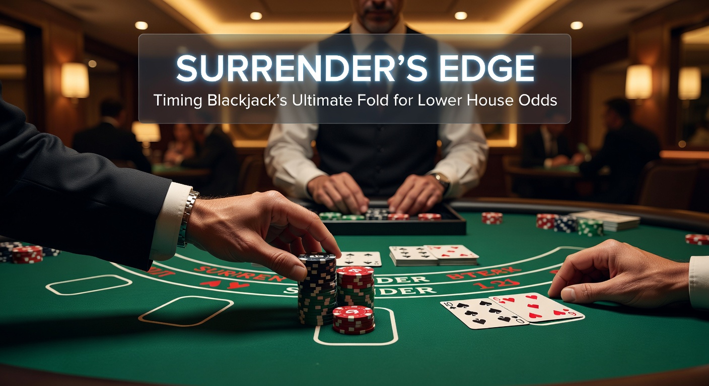 Strategietabelle für Surrender-Entscheidungen im Blackjack: Verschiedene Hände gegen Dealer-Upcards hervorgehoben