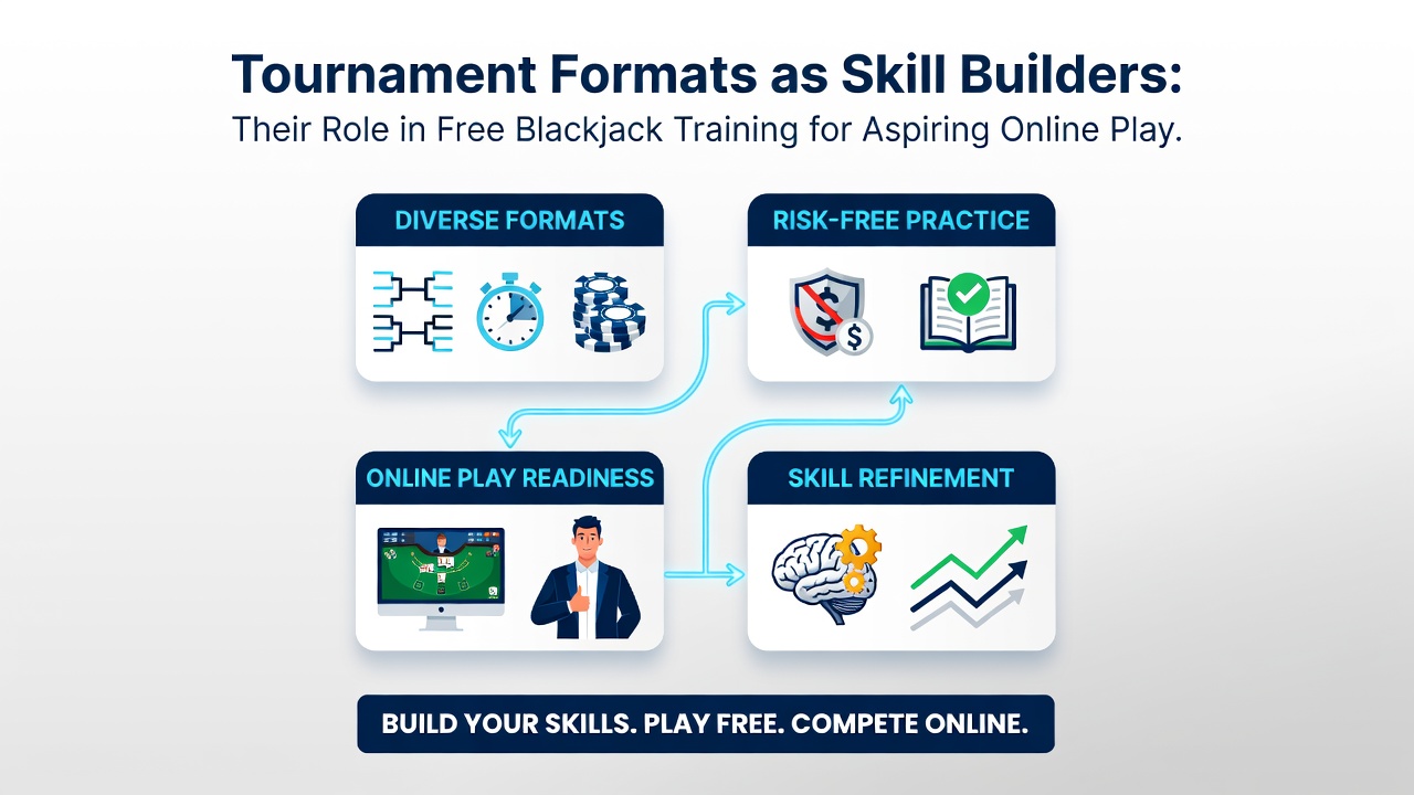 Darstellung eines digitalen Blackjack-Turniers mit Rangliste und Spielverlauf